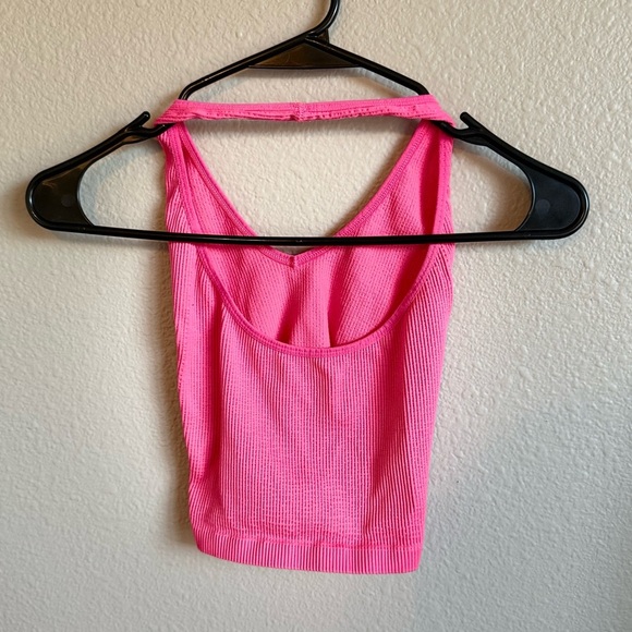 Urban Outfitters Out From Under Ribbed Top Neon Pink - Picture 2 of 2